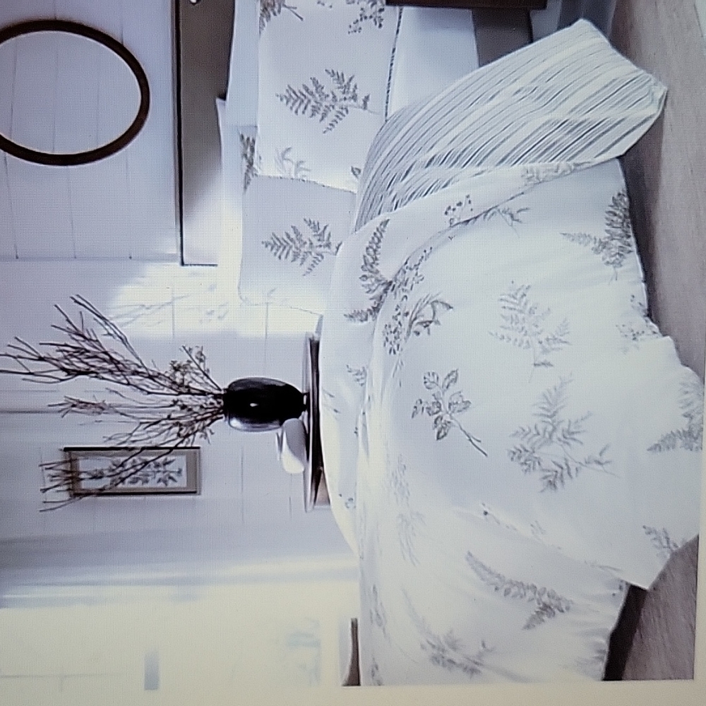 Stone Cottage 3 piece King Willow Duvet cover set White Tan Floral cotton New…